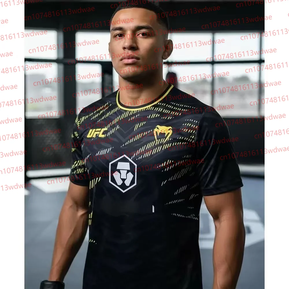 Camiseta de Boxeo de Manga Corta para Hombre, Camiseta de Entrenamiento de MMA, Muay Thai, Ropa Deportiva para Luchadores, Marca UFC, Ropa de Fitness