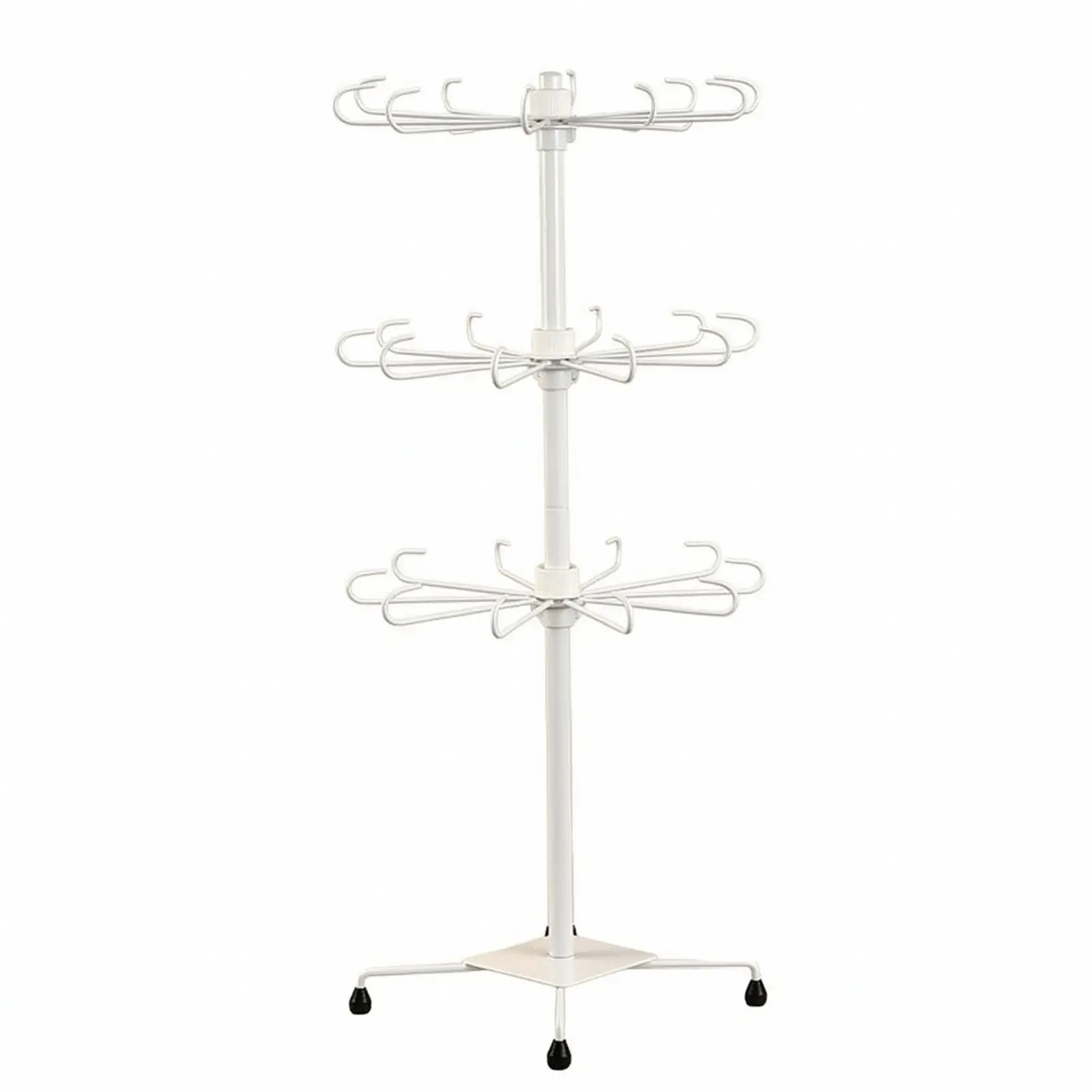 Metal Tabletop Turntable Rack with Hooks Powder-Coated Three-Tier Rotating Hook Rack Stable Jewelry Display Stand with Hooks for