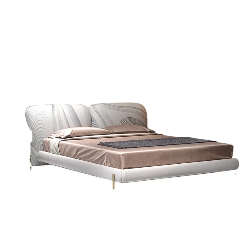 

Light luxury simple luxury frosted leather bed, minimalist 1.8 meters double bed master bedroom Nordic ins princess bed