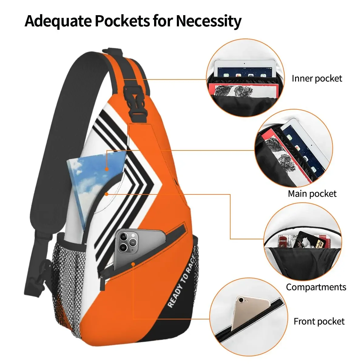 Ready To Race Motocross_70975782 Small Sling Bag Chest Crossbody Shoulder Sling Backpack Outdoor Sports Daypacks Printed Satchel