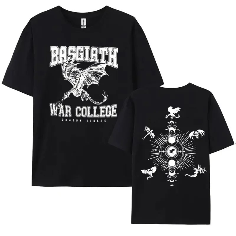 Fourth Wing Double-Sided T Shirt Basgiath War College Bookish Dragon Rider T-shirts Men's Clothing Gothic Fashion T-shirt Unisex