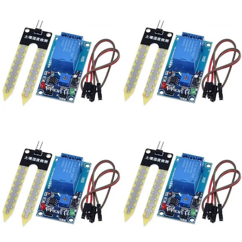 

JABS-4X DC 12V Soil Moisture Sensor Relay Control Module Automatic Watering Of The Humidity Starting Switch