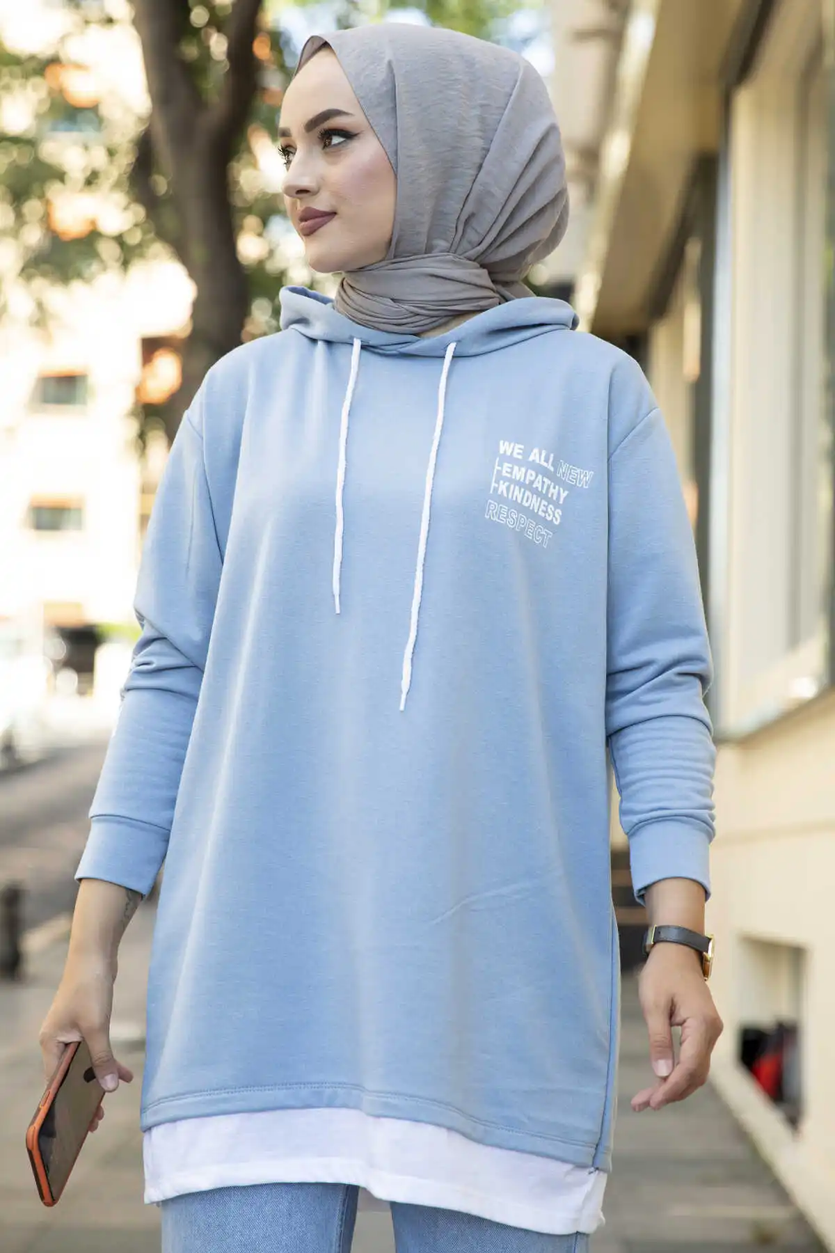 Hooded Sportswear Tunic Mavi