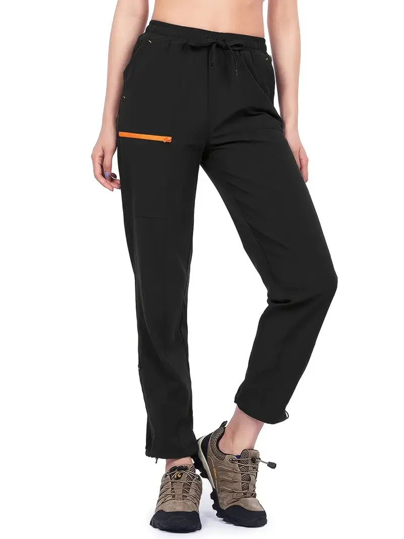 

Women's Workout Cargo Capris Pants, Solid Color High Waisted Workout Jogger Pants, Yoga Pants