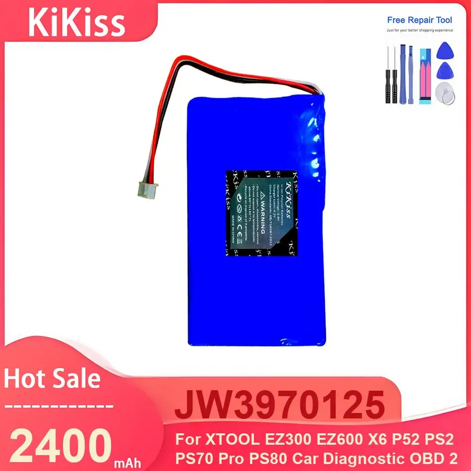 

KiKiss Battery For XTOOL EZ300 EZ600 X6 P52 PS2 PS70 Pro PS80 OBD 2 Car ,JW3970125 2400mAh Batteries