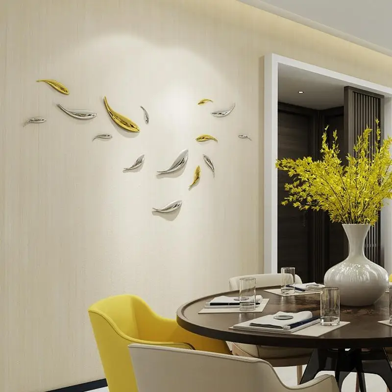 Electroplated Simulation Fish Wall Hanging 3D Stereo Art Pendant Easy Install for Living Room Bedroom Home Decor
