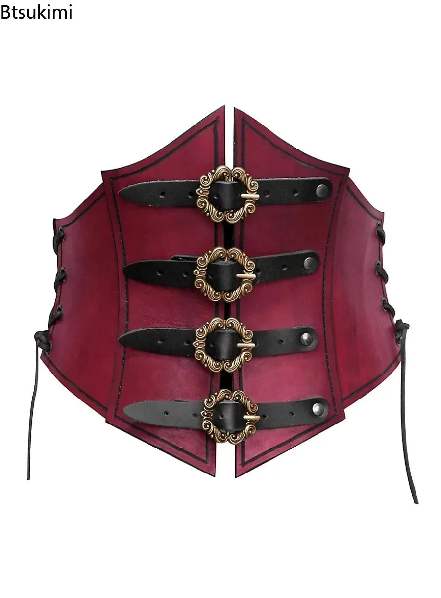 Medieval Vintage PU Leather Wide Belt Armor Belt Steampunk Waist Costume Accessory Women Men Cosplay Viking Knight Waistband