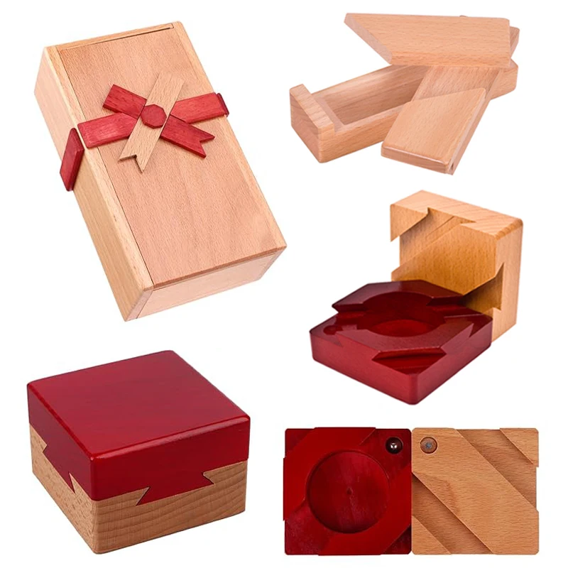 Classic Baffling Wooden Puzzle Boxes Secret Compartment Brain Teaser Games For Adults And Children Rompecabezas De Madera