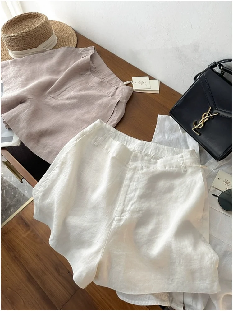 

Новые летние льняные брюки-палаццо А-силуэта для женщин: однотонные, с высокой талией, повседневные, тонкие, утягивающие, универсальные, хит продаж