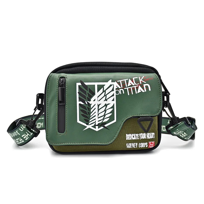Anime Demon Slayer Male Students Anime One Piece Attack on Titan Naruto Personalized Small Shoulder Bag Handbag Fashion Gift