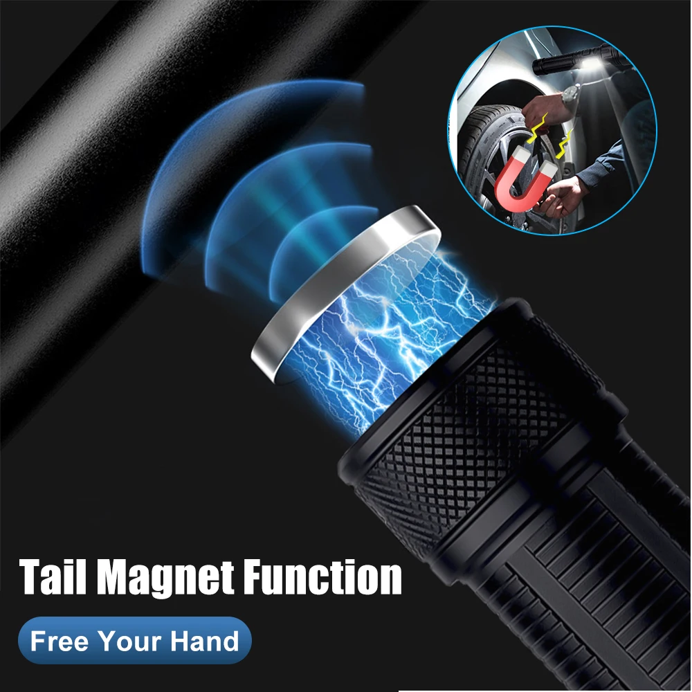 4 in 1 Zoomable Hunting Flashlight 30W 4000LM White+Green+Red+Blue 7 Modes Multi-color Outdoor Waterproof Type-C Charging Torch