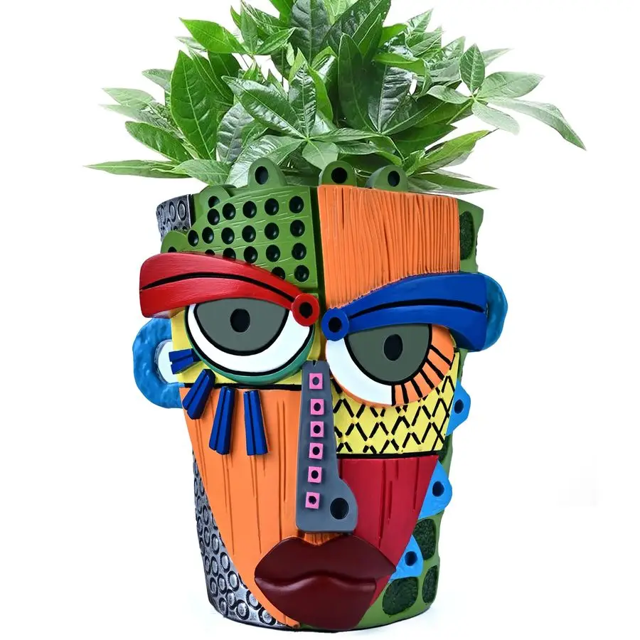 

Кашпо для растений в форме лица, расписанные вручную красочные цветочные горшки с дренажем, для дома и сада, современный декор, подарок, большие