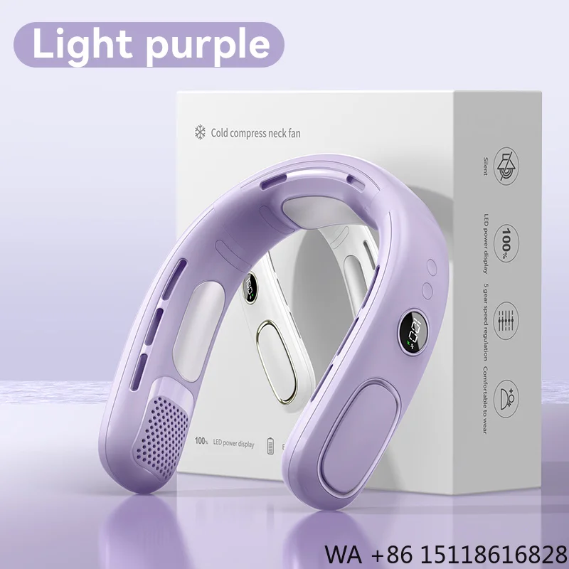30db Mini Portable Usb Rechargeable 4000mah Ventilateur Neck Fan Large Battery Life Fan with Ac Cold air Neck Hanging  NeckFan