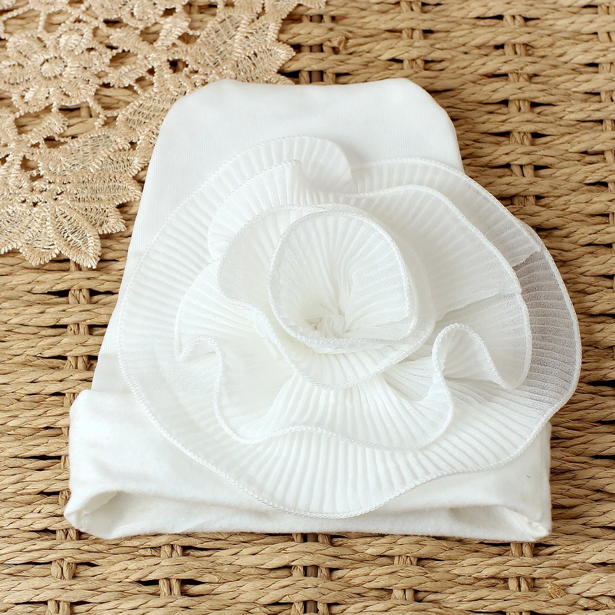 Ylsteed Newborn Hospital Hat for Shooting Big Rose Flower Baby Beanie Turban Hat Infant Photography Accessories Picture Props