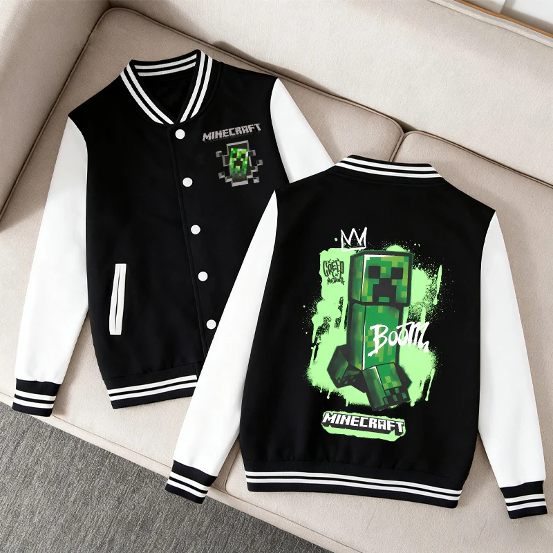 

Game Theme Print Baseball Jacket Coat Minecrafted Boys Autumn Fashion Outerwear Sportswear Children Clothing Sports Costume Tops