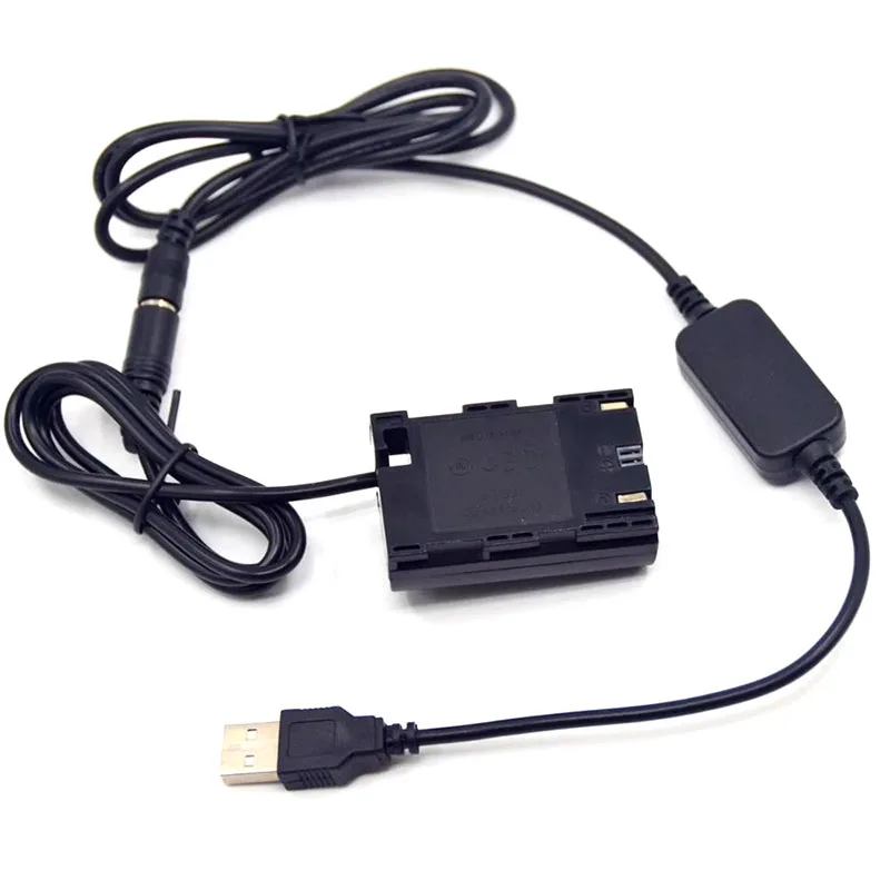 Power Bank 5V USB Cable Adapter + LP-E6 Dummy Battery DR-E6 ACK-E6 for Canon EOS 5D Mark II III 5D2 5D3 6D 7D 60D SLR Camera