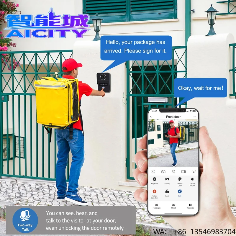 SQ 2026 WIFI POE Powered Wireless Camera Tuya Intercom Doorbell System Working with Tuya Smart Touch Screen Golden Security