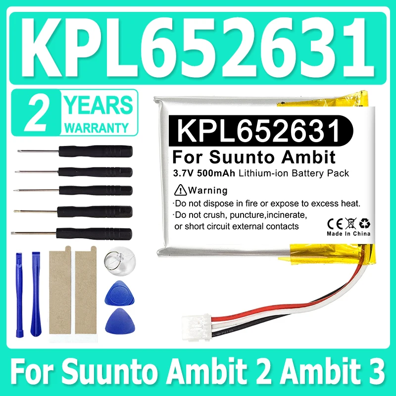Nouveau 652631 KPL652631 batterie 3.7 V 500 mAh li-polymère batterie pour montre intelligente GPS Suunto Ambit Ambit 2 Ambit 3 Peak + outils
