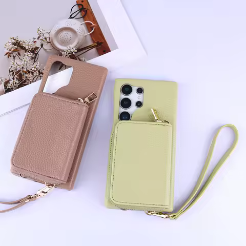 Luxury Lanyard PU Leather Wallet Case For Samsung Galaxy S24 S23 S22 Plus S20 S21 FE Note 20 Ultra Phone Back Cover