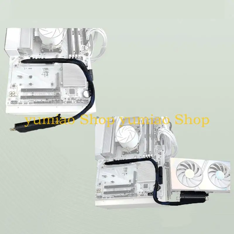 587B 180Degree PCIe5.0 Graphics Card Extension Cable Shielded Weave