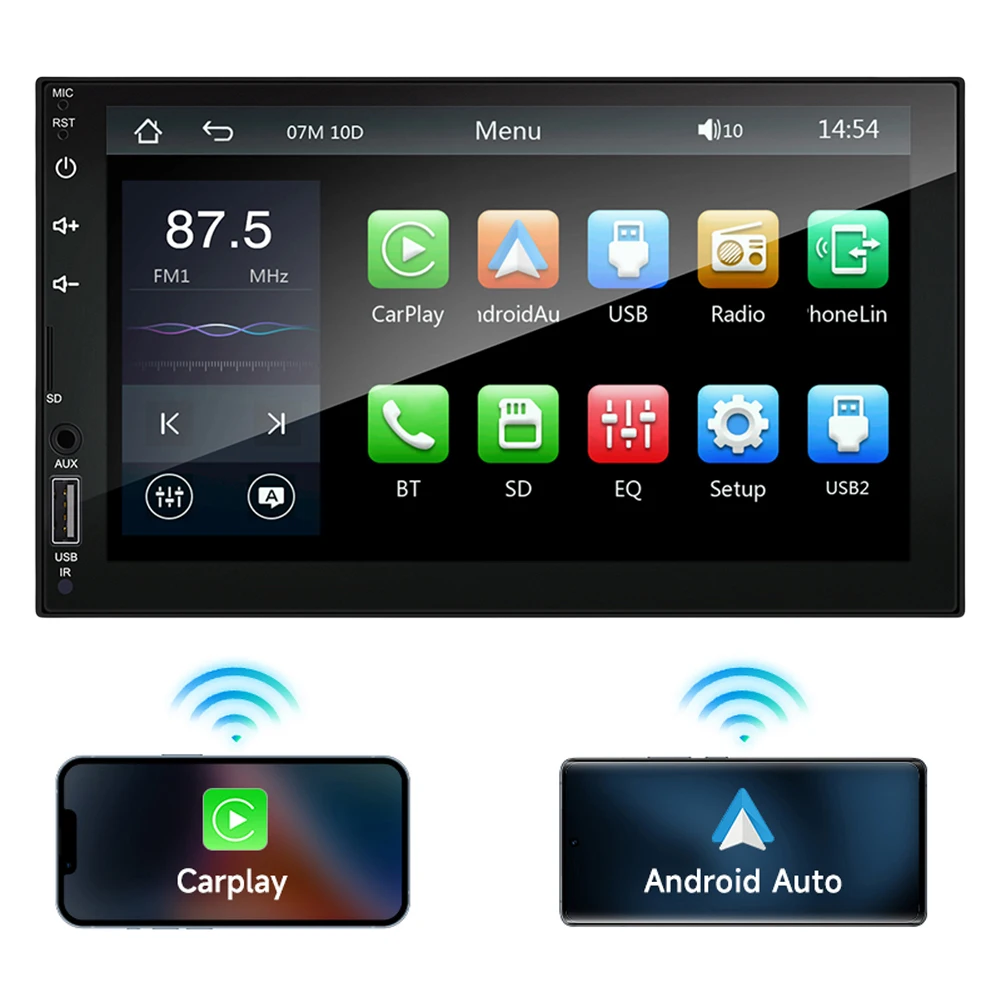 7 Inch Wired Carplay Android Auto Car Play Radio FM USB TF 2 Din Car Stereo Audio Receiver Bluetooth-Compatible for All Vehicles