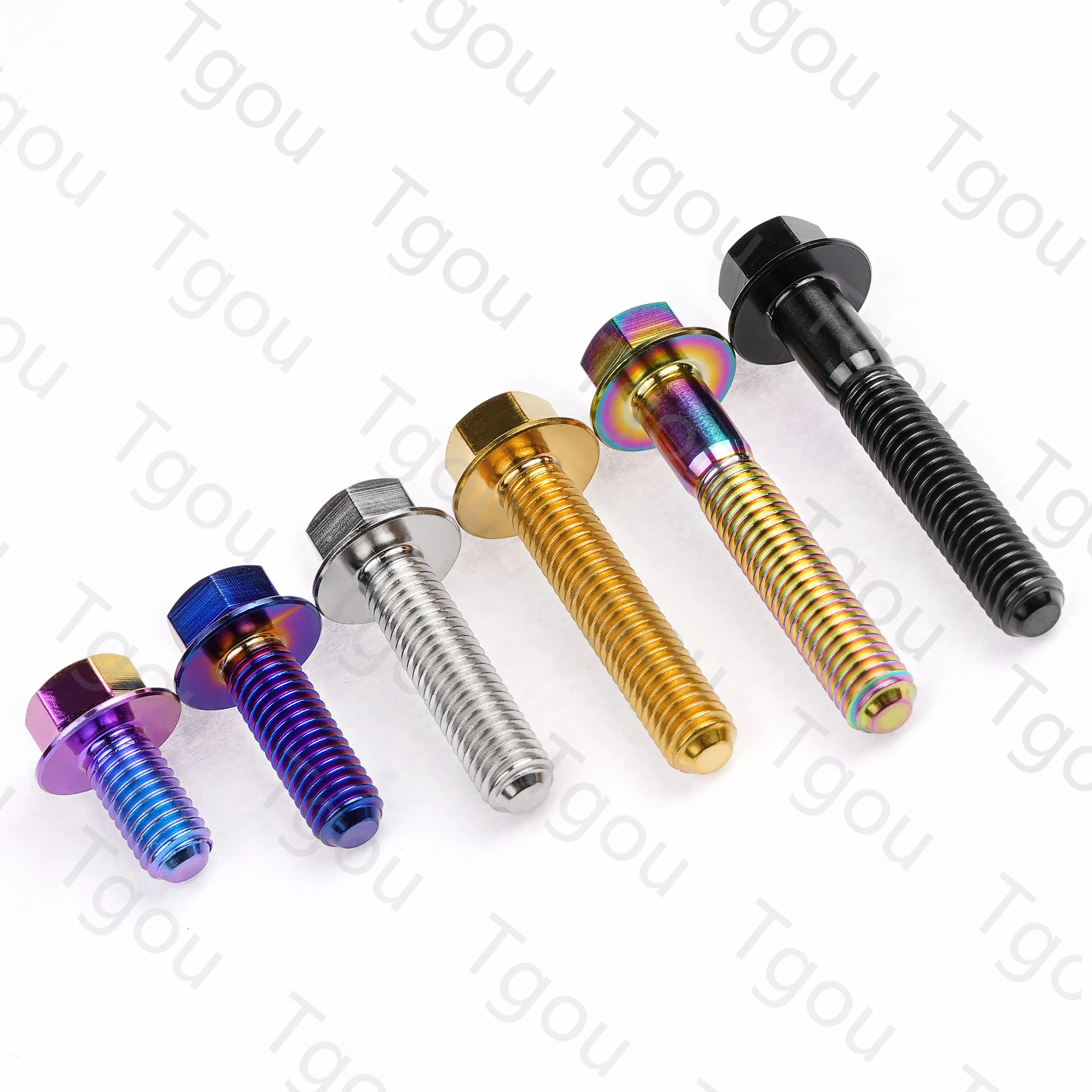 Tgou Titanium Bolt M5/M6x10 15 20 25 30 35 40 45 50 55 60 65 70 75 80 90 100mm Flange Hex Head Screw for Motorcycle Car