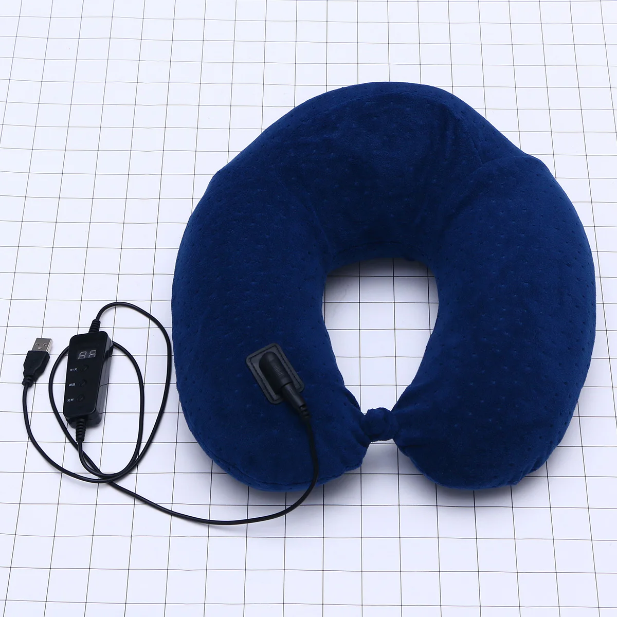 

USB Memory Foam U-Shaped Neck Support Heatable Pillow Navy Travel Cushion for Home Office Car Cervical Fatigue