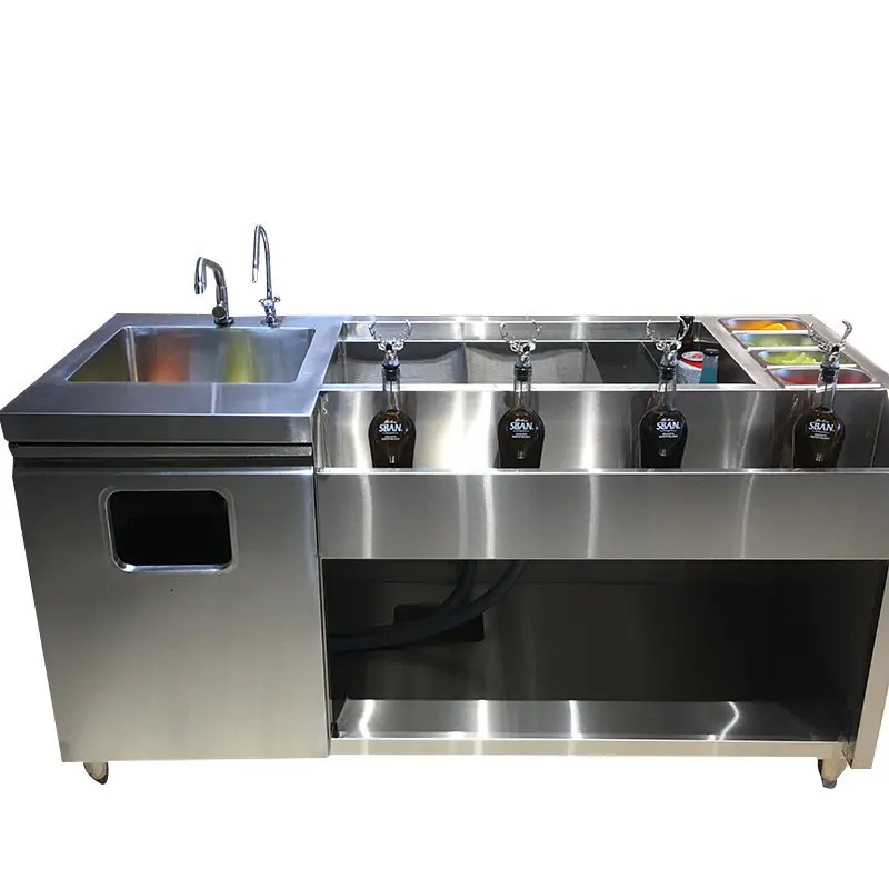 New 2024 Cocktail bar Equipment SUS304 Portable Cocktail Bar Station for Events Work Station Bench