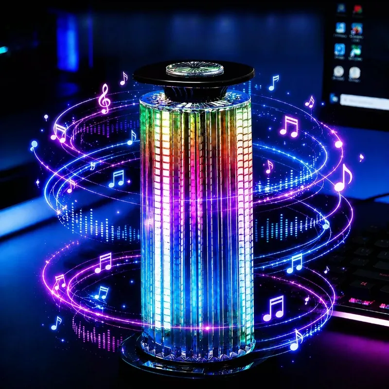 Retro 360° Rhythm Spectrum Light Colorful LED Car Mood Lighting RGB Voice Controlled Music Lamp Room Decoration Ambient Lights