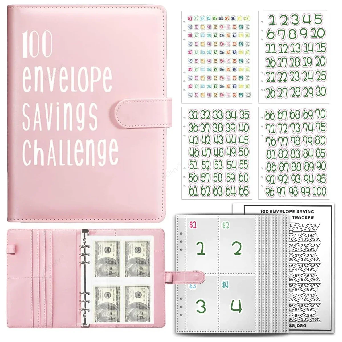 

100 Envelope Challenge Binder Challenge Book with Cash Envelope Easy and Fun Way for Money Saving for Budgeting Planner