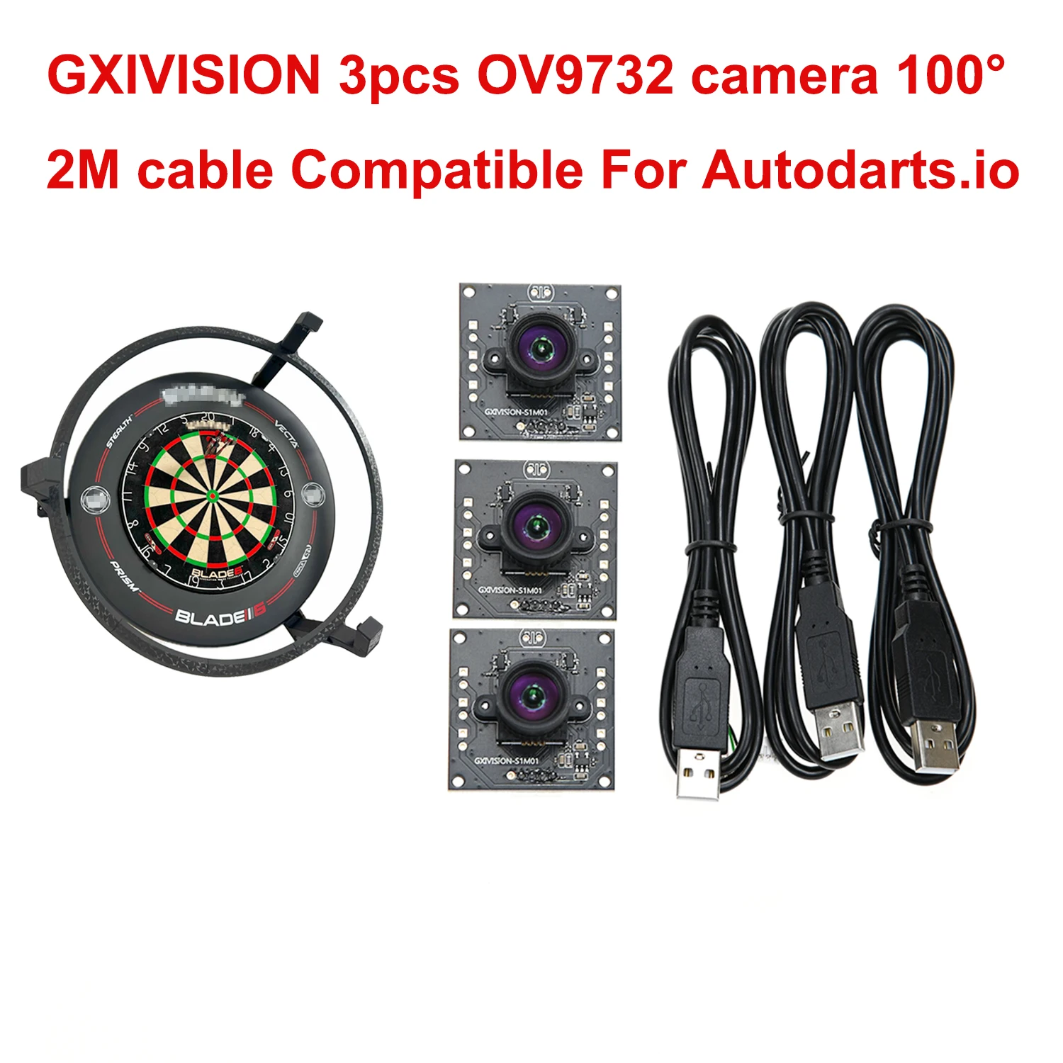 GXIVISION 3PCS IMX179/OV2735/OV9732 100 Degree 1MP 30fps 2M Cable Camera Module Compatible For DIY Autodarts.io,USB Free Driver