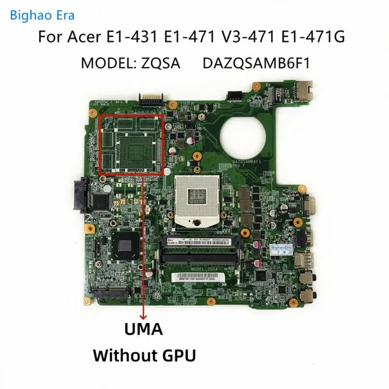 To For Acer Aspire E1-431 E1-471 V3-471 E1-471G Laptop Motherboard With HM77 Chipset GT630M-1GB DAZQSAMB6F1 DAZQSAMB6E1