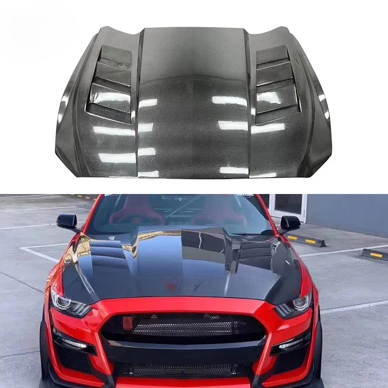 

Suitable For 15-17 Ford Mustang Carbon Fiber Cover AC Hood Mustang Modified Perforated Headcover Surround