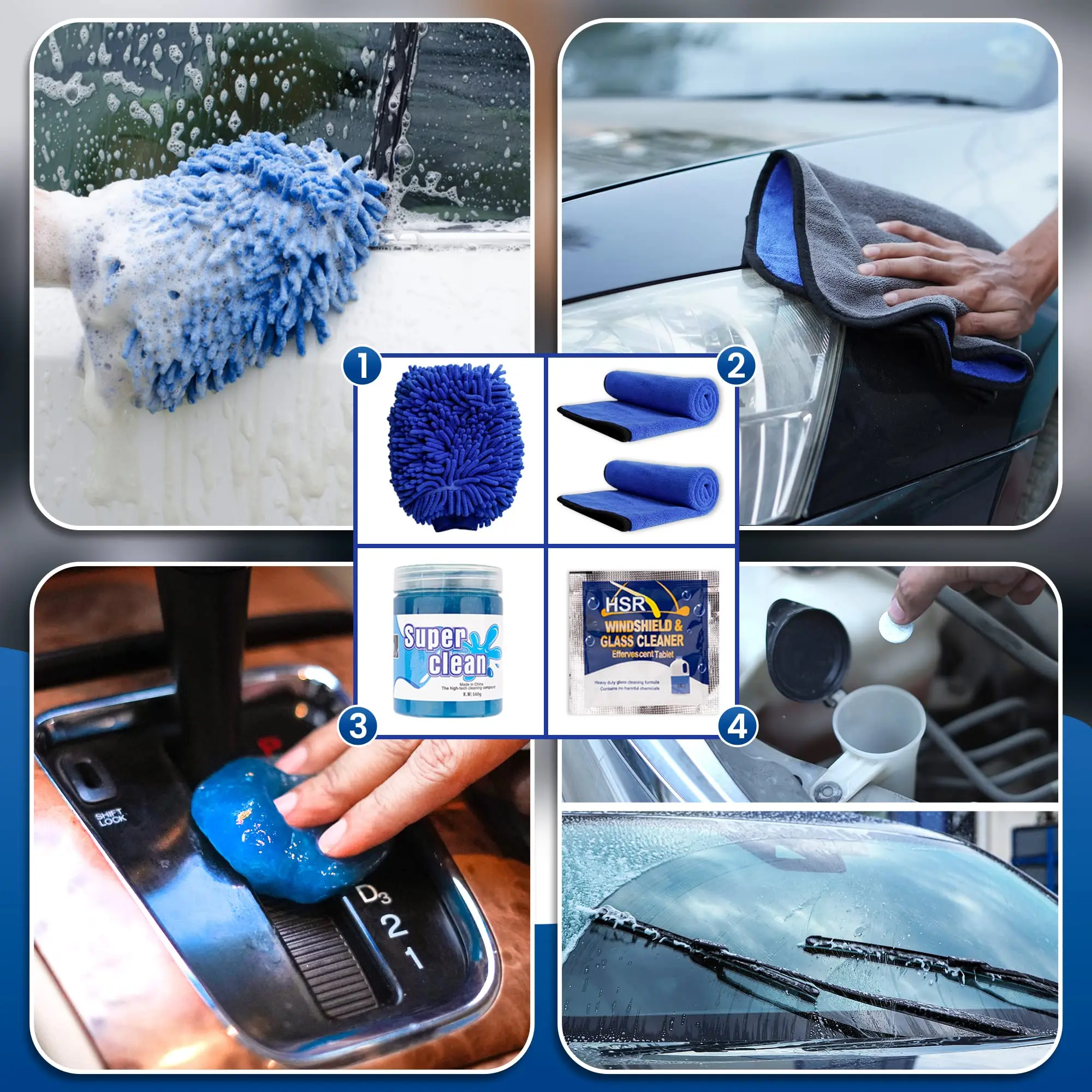 20/23Pcs Car Detailing Set Interior and Exterior Cleaner Professional Detailing Brush Kit Reusable Car Cleaning Brush Tools