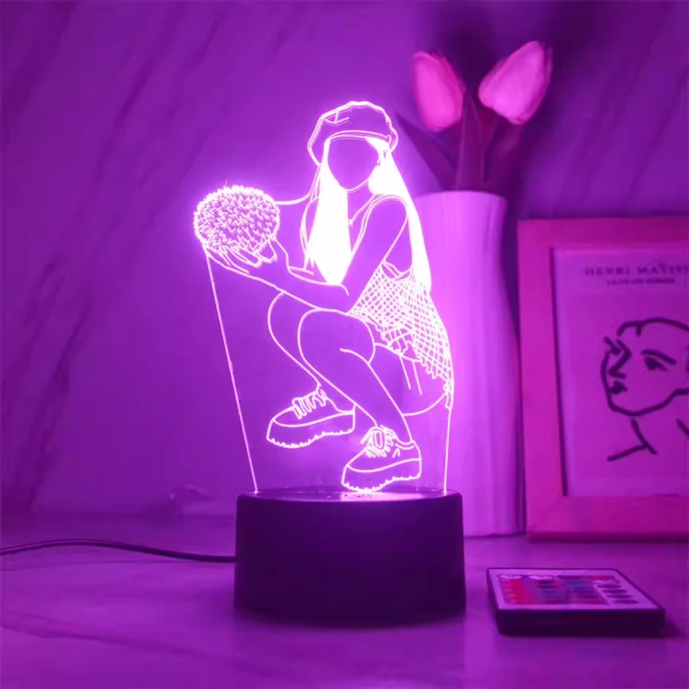 3D Illusion Led Nightlights Super Star Girls Light Lamp Multi Color Changing GIRL Table 3d Lamp for Bedroom Decor Light Xmas Gif