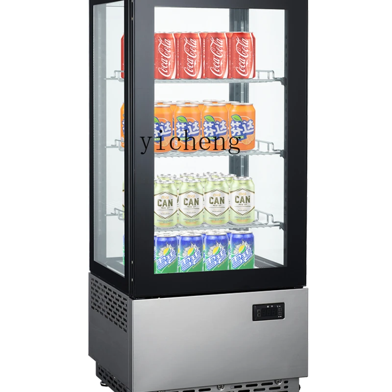 XL Refrigerated Desktop Beverage Showcase Glass Freezer Stainless Steel Air-Cooled Fresh Cabinet