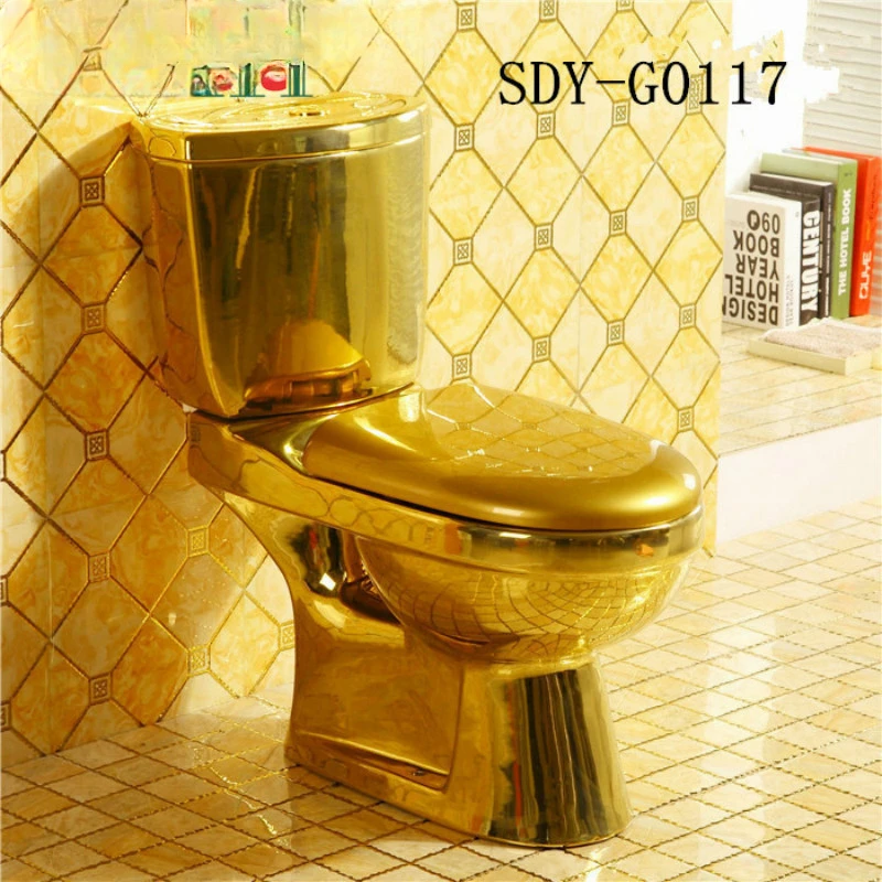 

golden ceramic color wc toilet bowl bathroom two piece gold toilet