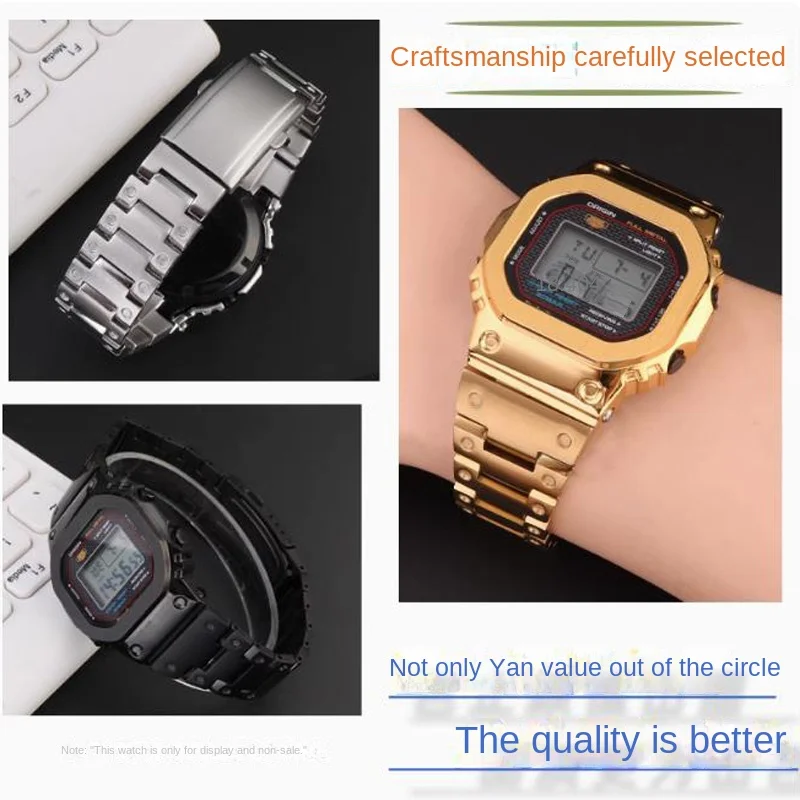 DW5600 mod kit for Casio3229 DW-5600 5610 case+strap Metal case modification for men GW-M5610 GW-B5600 Stainless Steel band case
