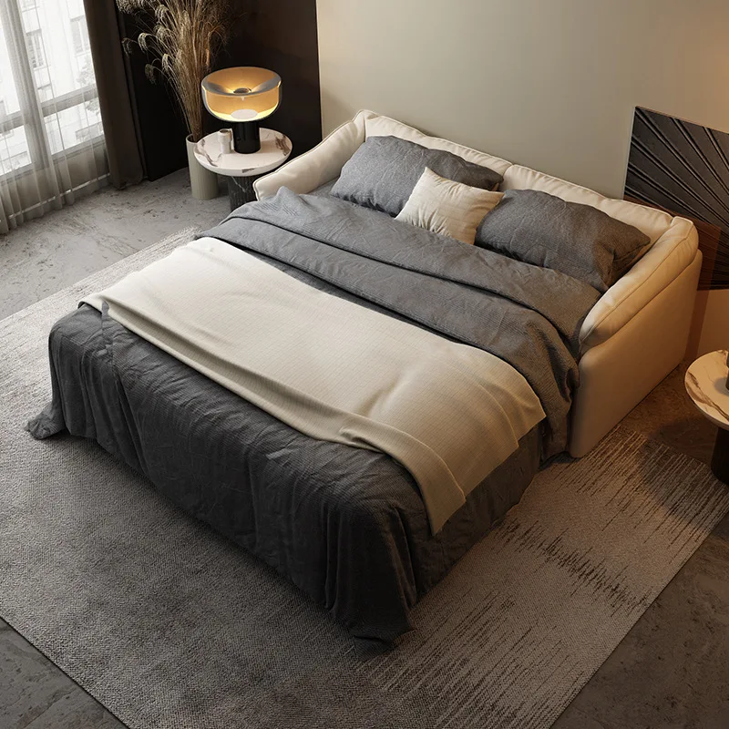 Reception leather live broadcast overtime rest folding and flipping multi-functional sofa bed
