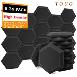 TOUO Hexagonal Acoustic Foam 6/12/24 Pcs Sound Foams Studio Acoustic Treatment High Density Wall Soundproofing Home Decoration