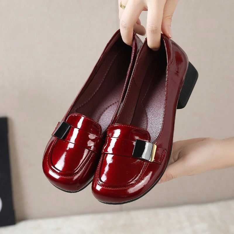 Weiche Glänzende Leder-Ballerinas für Damen, Lackleder-Schuluniform-Schuhe im Lolita-Stil, Niedrigabsatzige Mädchen JK Slipper mit Niedrigem Schaft – Detail 11