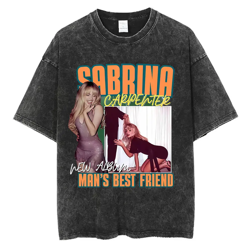 

Washed Vintage Sabrina Carpenter Album Man's Best Friend T-shirt Men Women Fashion Pop Music Tshirt Male Casual Oversized Tshirt
