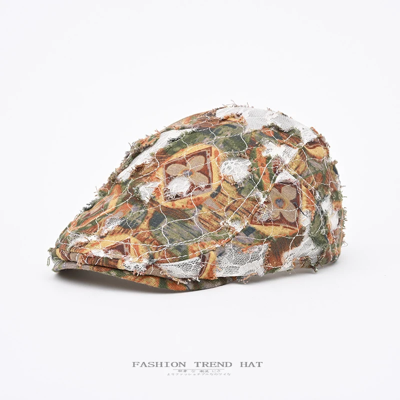 

Летняя дышащая сетчатая кепка-берет для мужчин и женщин, винтажная, с эффектом потертости, с отверстиями, для защиты от солнца