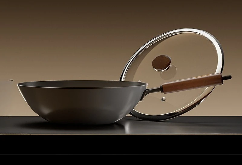 

titanium non stick iron wok household uncoated wrought iron pan universal