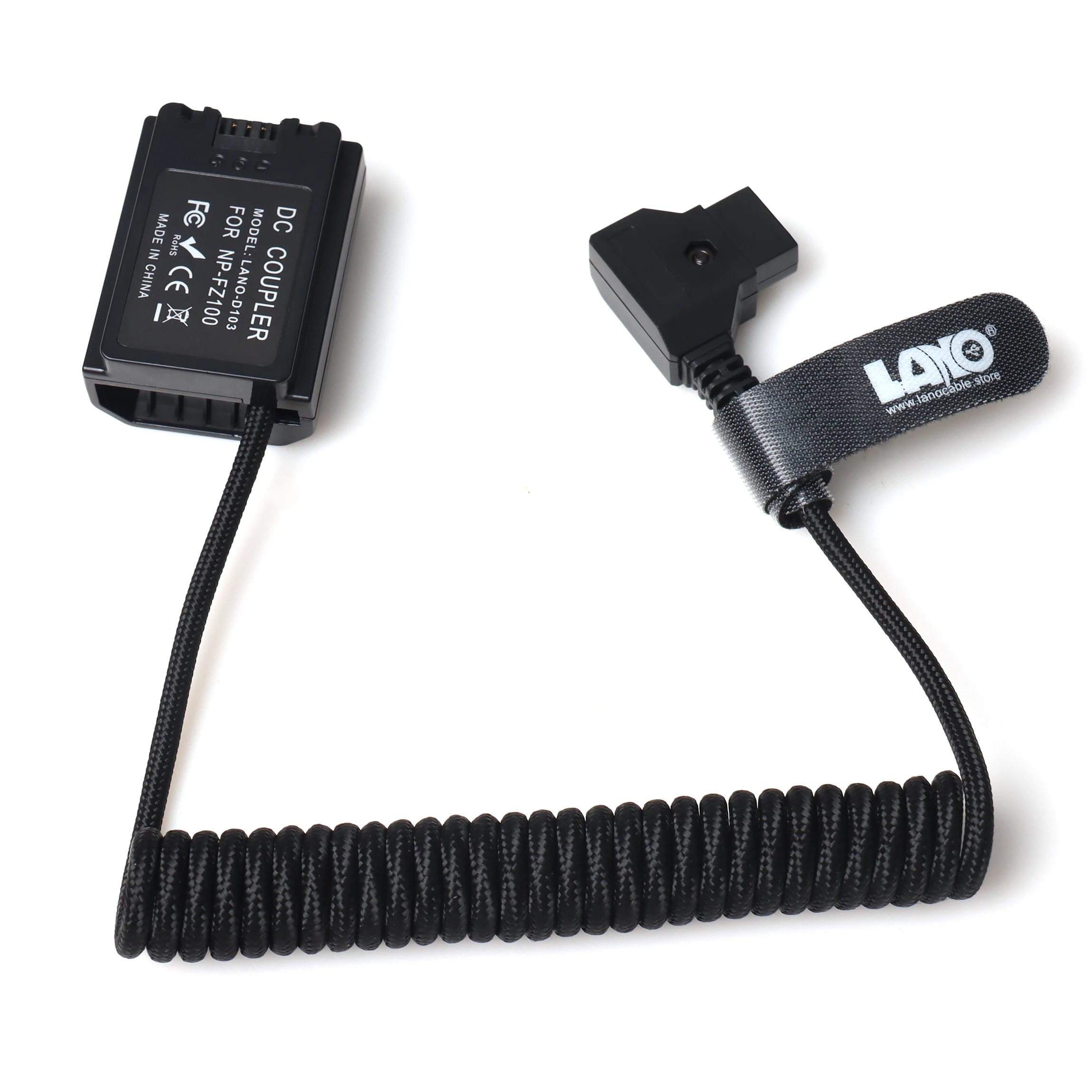 LANO NP-FZ100 Dummy Battery Coiled Nylon Cable for Camera