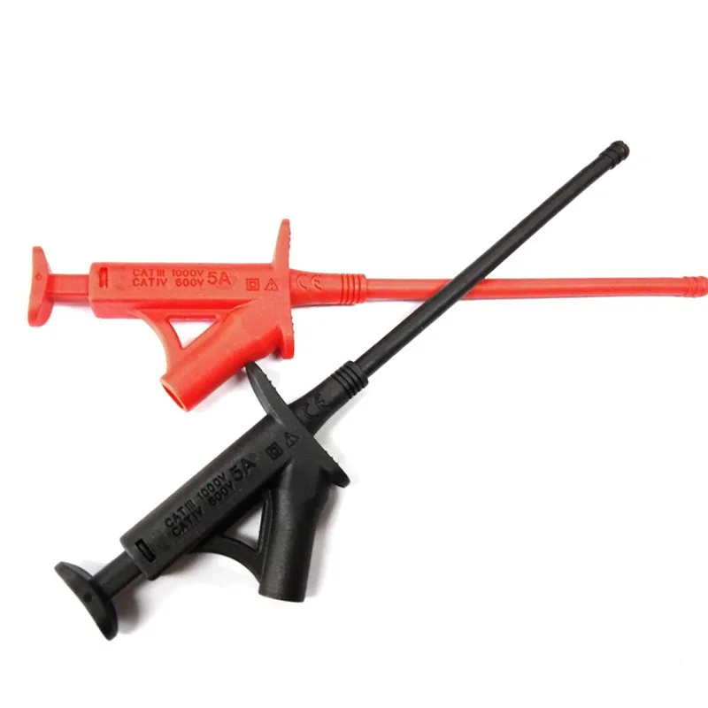 Multimeter-Anschlusskabel, 4 mm, Bananenstecker, isoliert, für Hochspannung, flexible Sonde, Federschäden, Testhaken – Detail 5