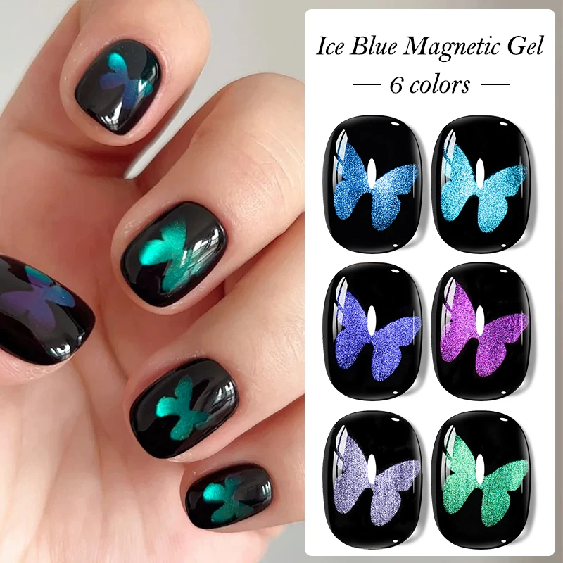 MEET ACROSS 7ml 오로라 블루 티어스 고양이 마그네틱 젤 네일 폴리쉬 엔젤 티어스 샤이니 글레이지 글리터 홀로그래픽 쏙 오프 바니쉬