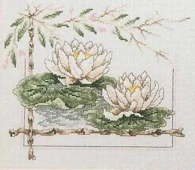 B118 cross stitch set flower [white lotus] lotus series precision printing Lovely Hot Sell Counted Cross Stitch Kit