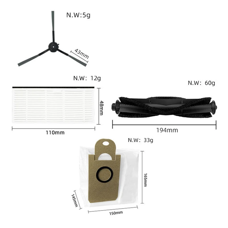 

【Скидка цены】Спечатные запасные части для щеточного фильтра для Airrobo T10+/Ultenic T10/Neabot NOMO N2/P Proscenic M8 PRO Вакуумные аксессуары