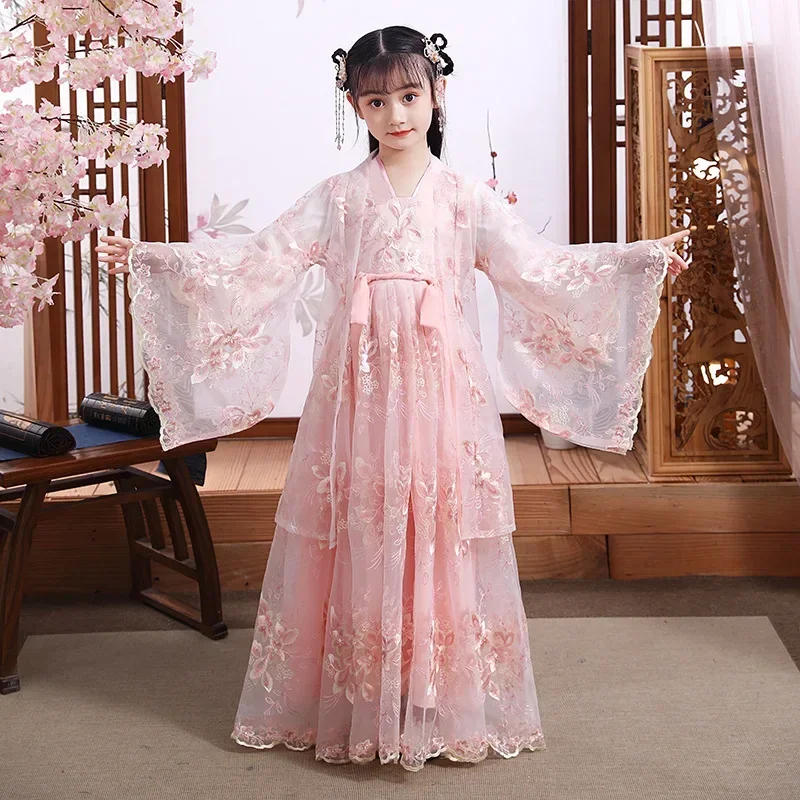 

Hanfu Girls Spring/Summer Children's Tang Costume Ancient Style Super Immortal Chinese Style Dress Ancient Costume